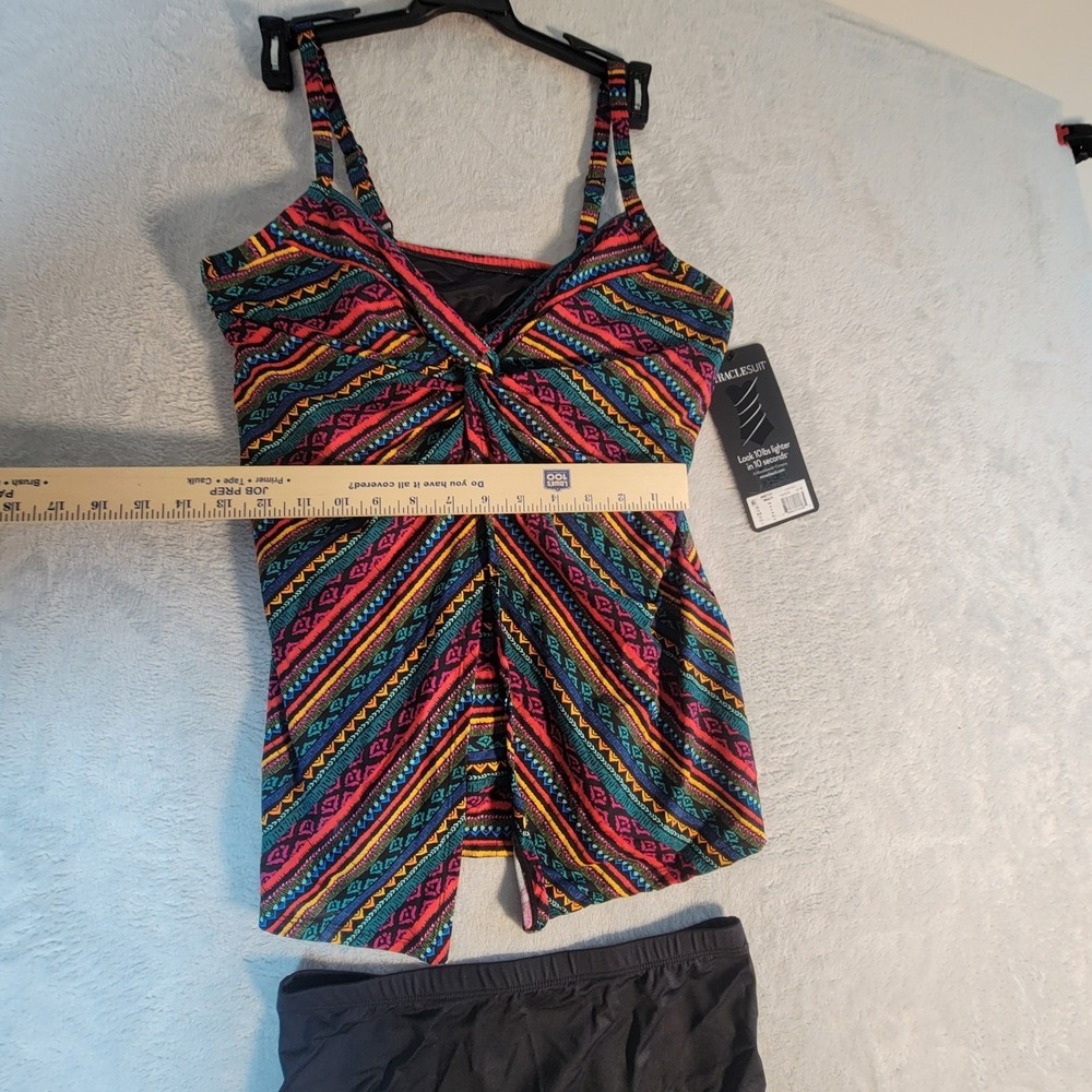 Miraclesuit Love Knot Tankini Set Size 12 NWT Blue Floral Tummy Control Swimsuit - Picture 8 of 16